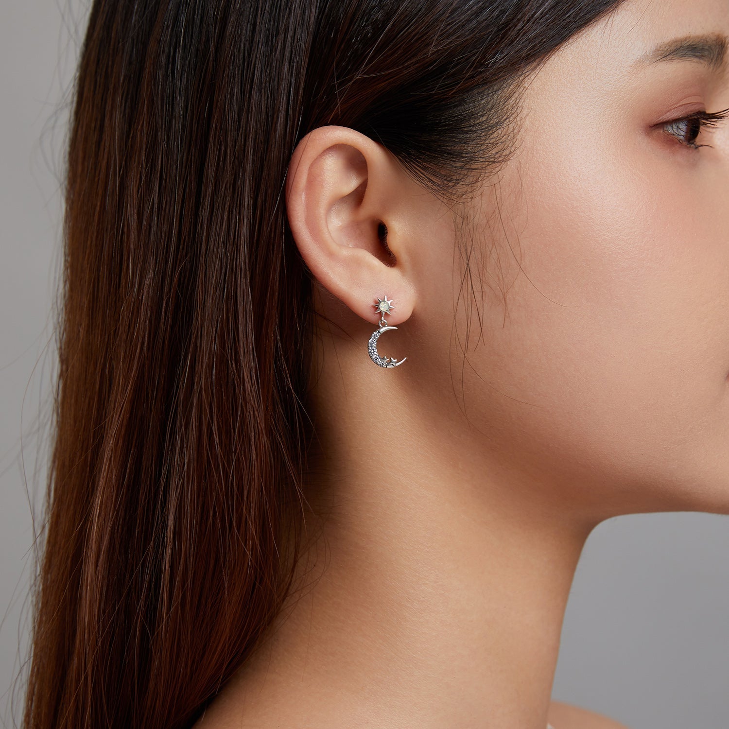 925 Sterling Silver Earrings with Translucent Opal and CZ in Oxidized Finish  DestGlow