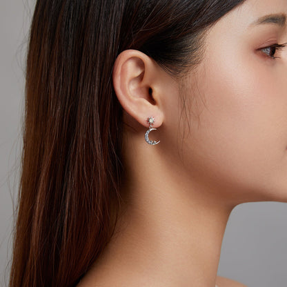 925 Sterling Silver Earrings with Translucent Opal and CZ in Oxidized Finish  DestGlow