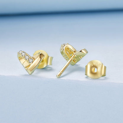 925 Sterling Silver Earrings with Pavé Setting CZ in Gold Plated  DestGlow