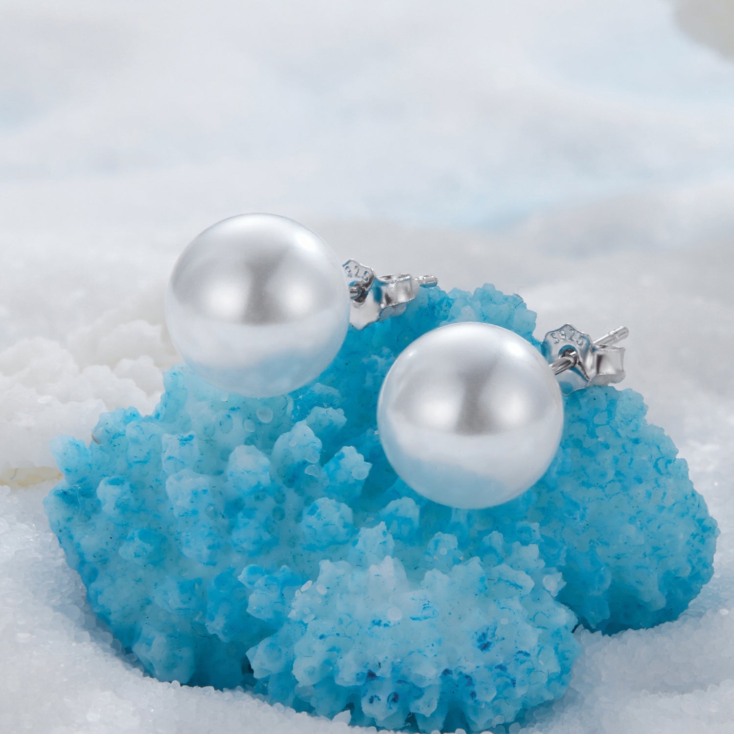 925 Sterling Silver Earrings with Quality Shell Pearl in White Gold Plating for Women  DestGlow