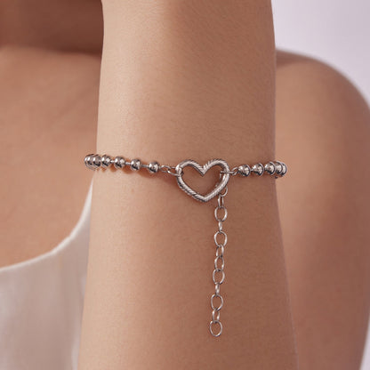 925 Sterling Silver 16+5cm White Gold Plated Heart Bracelet for Women  DestGlow