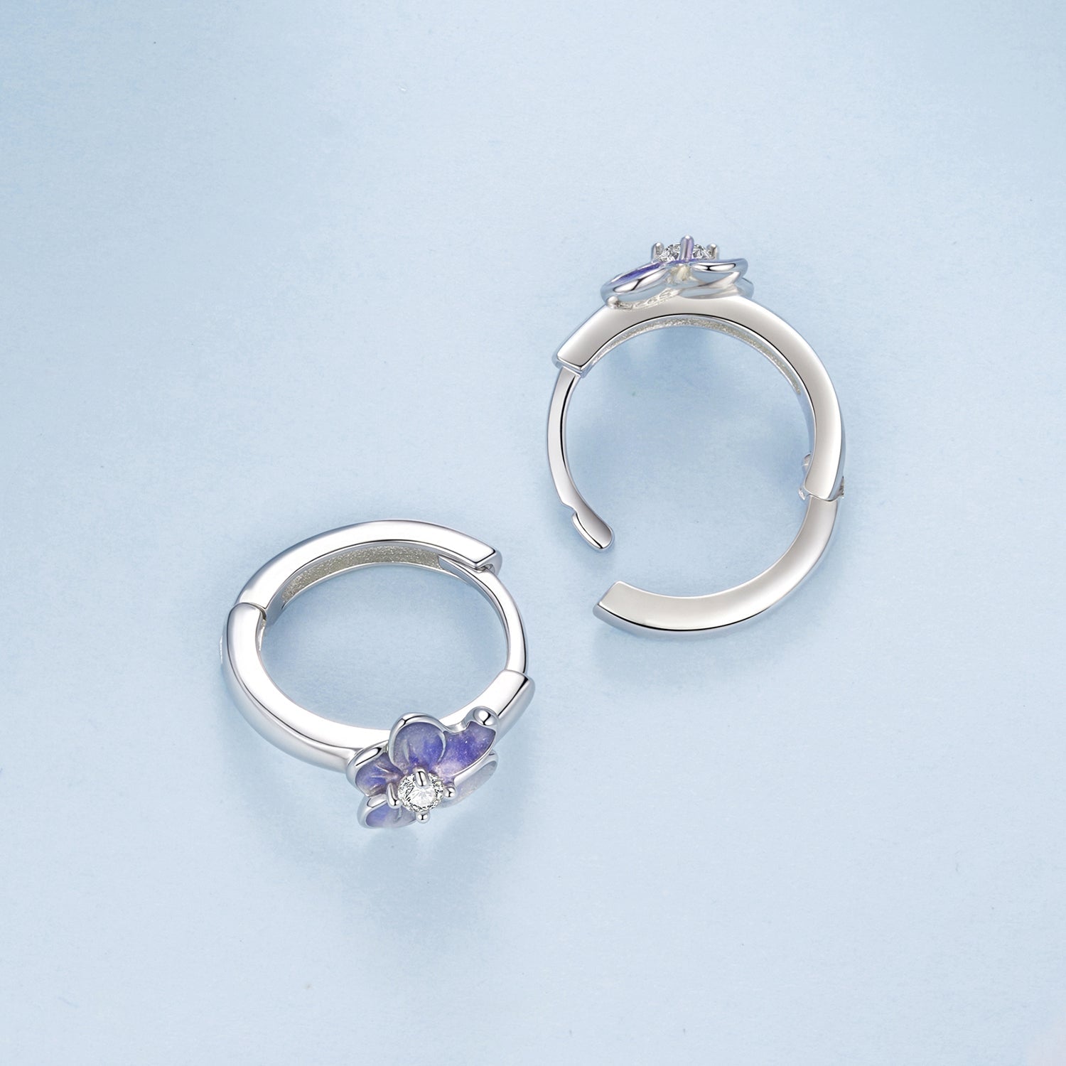 925 Sterling Silver White Gold Plated Enamel CZ Hoop Earrings for Women  DestGlow