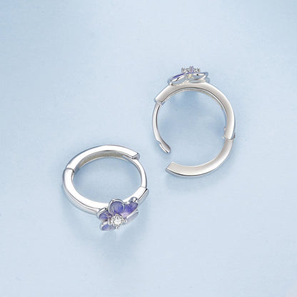 925 Sterling Silver White Gold Plated Enamel CZ Hoop Earrings for Women  DestGlow