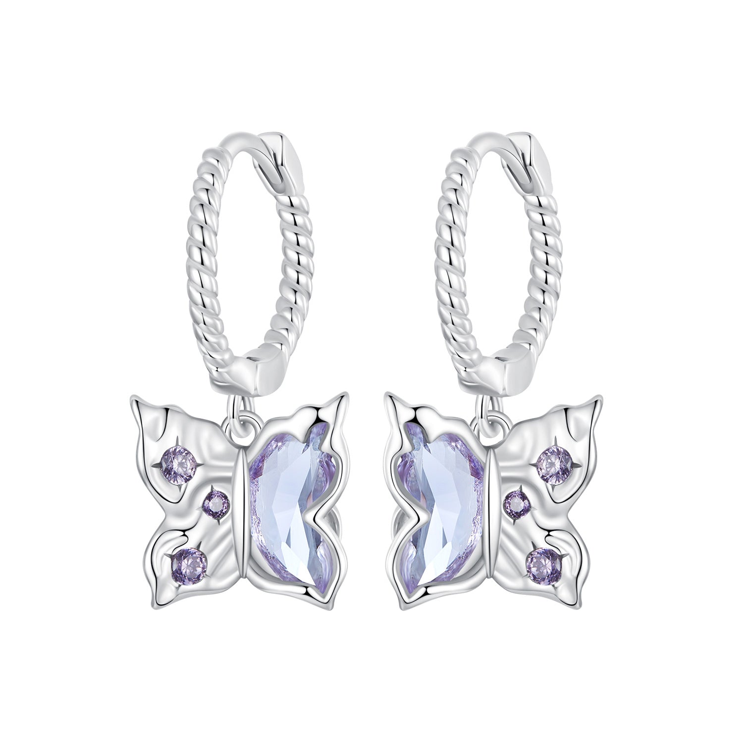 925 Sterling Silver Earrings with Pavé Setting CZ and Transparent Glass for Women  DestGlow