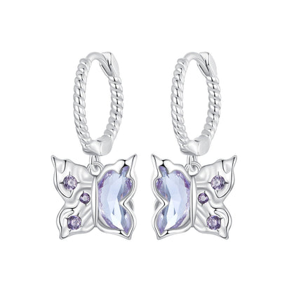 925 Sterling Silver Earrings with Pavé Setting CZ and Transparent Glass for Women  DestGlow