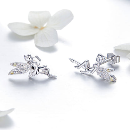 925 Sterling Silver Stud Earrings with CZ, 1.2 x 1.5cm &amp; 1.5 x 0.9cm, Women  DestGlow