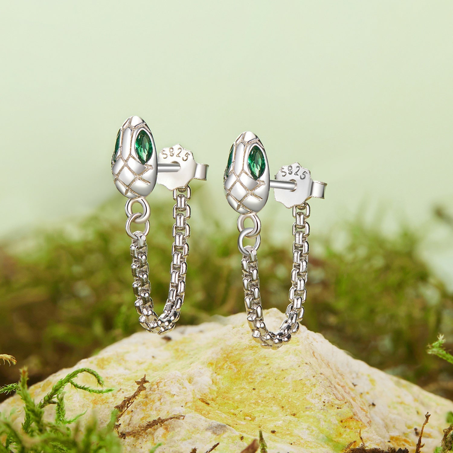 925 Sterling Silver Earrings with CZ in White Gold Plating  DestGlow