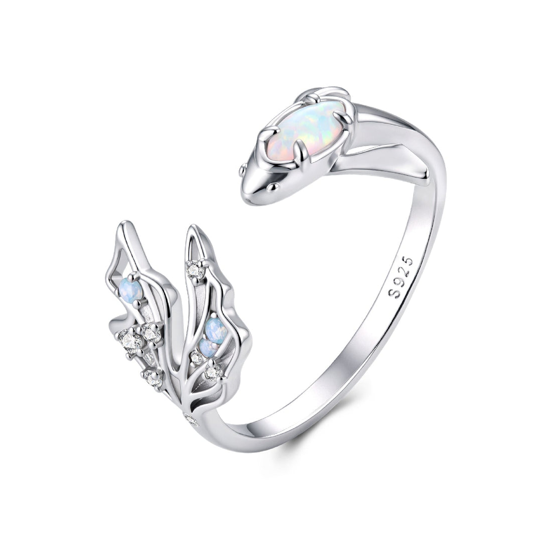 925 Sterling Silver White Gold Plated Nano Opal Ring with CZ for Women  DestGlow