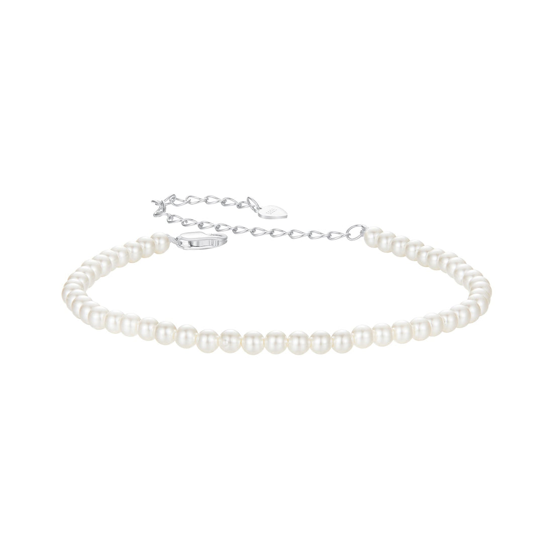 925 Sterling Silver White Gold Plated Shell Pearl Bracelet 16+6cm for Women  DestGlow