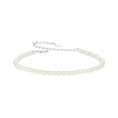 925 Sterling Silver White Gold Plated Shell Pearl Bracelet 16+6cm for Women  DestGlow