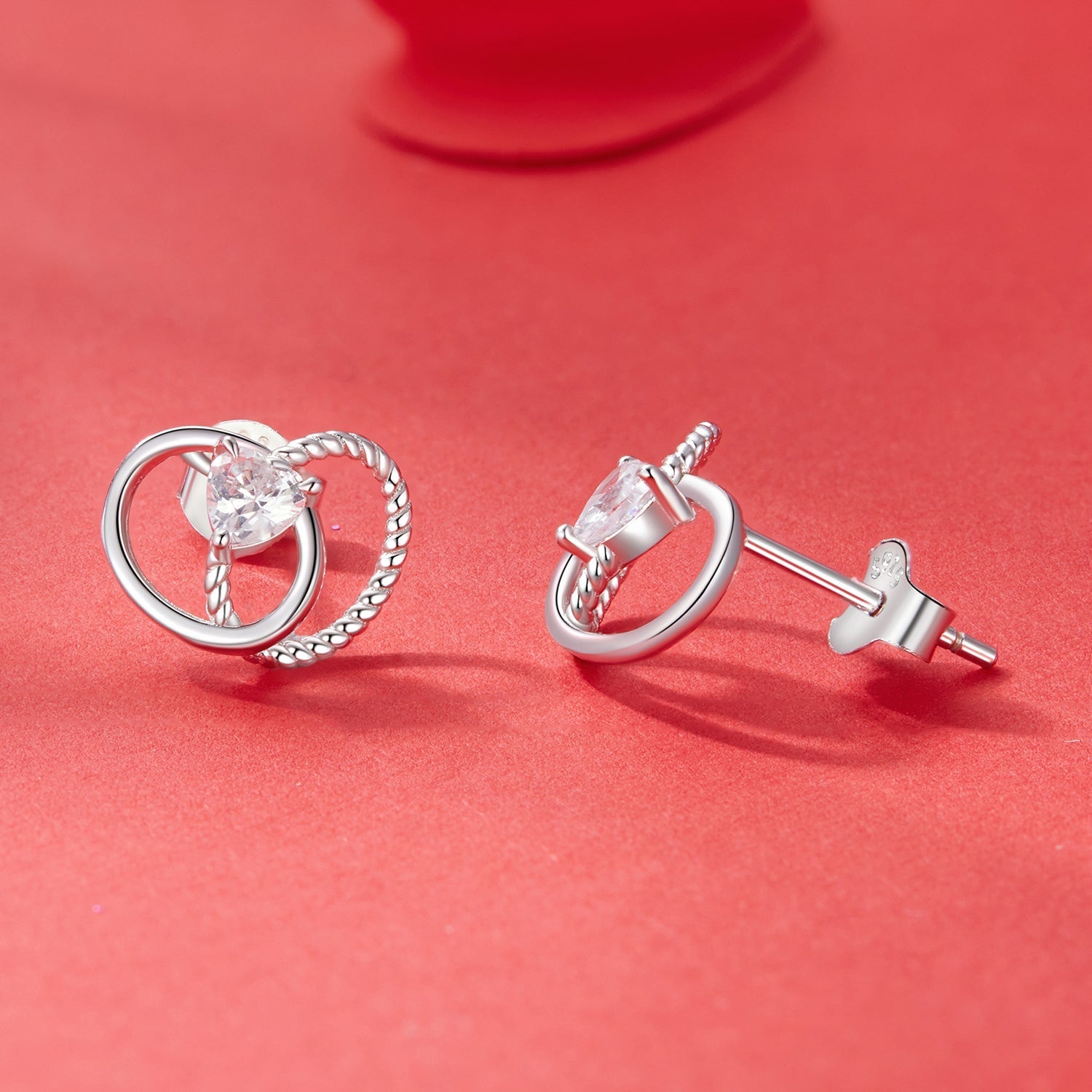 925 Sterling Silver White Gold Plated Pavé Setting CZ Earrings