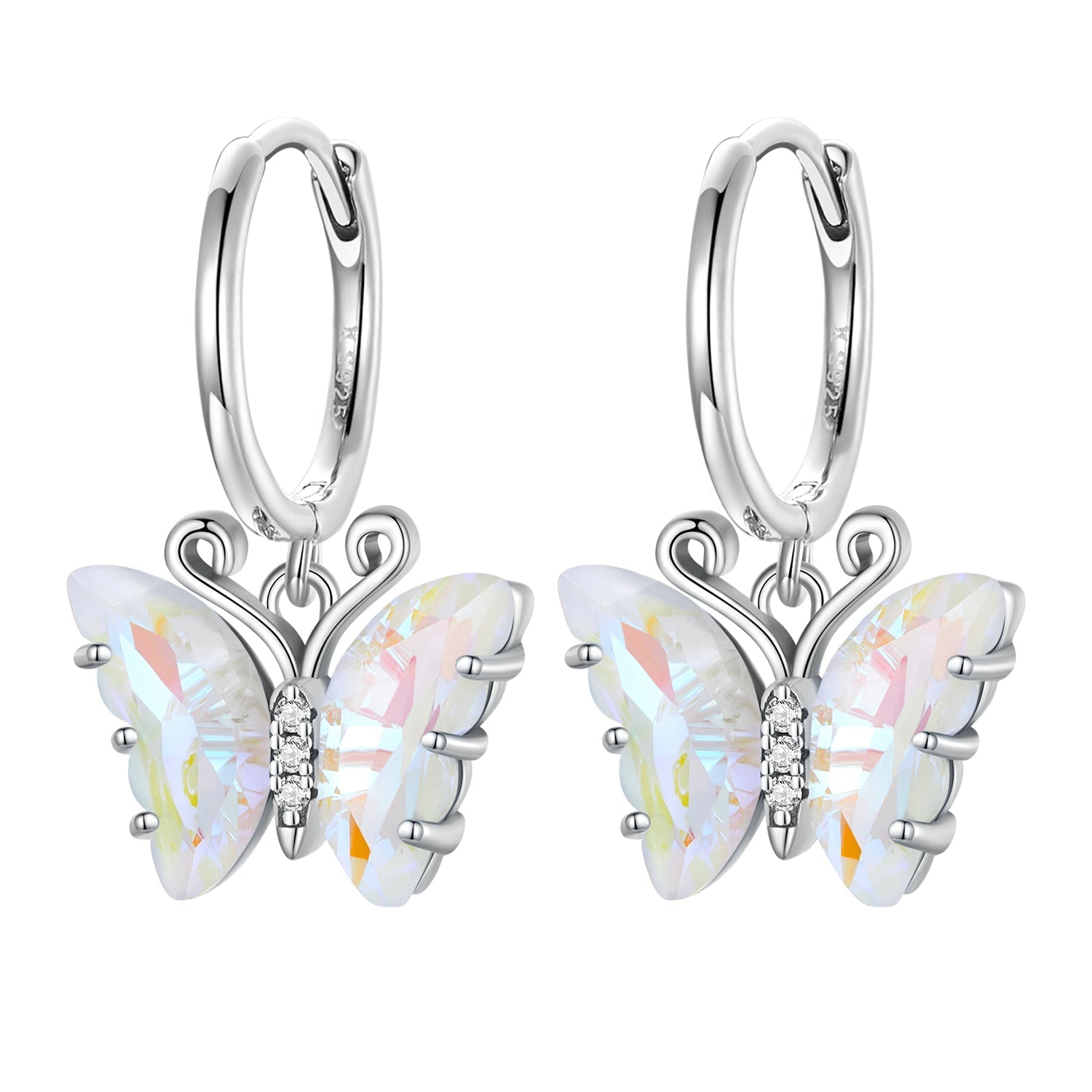 925 Sterling Silver Earrings with Resin, 23x13mm, Plated Platinum for Women  DestGlow