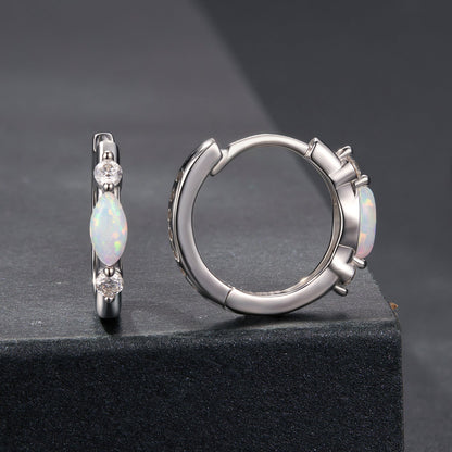 925 Sterling Silver Moissanite and Opal White Gold Plated Earrings for Women  DestGlow