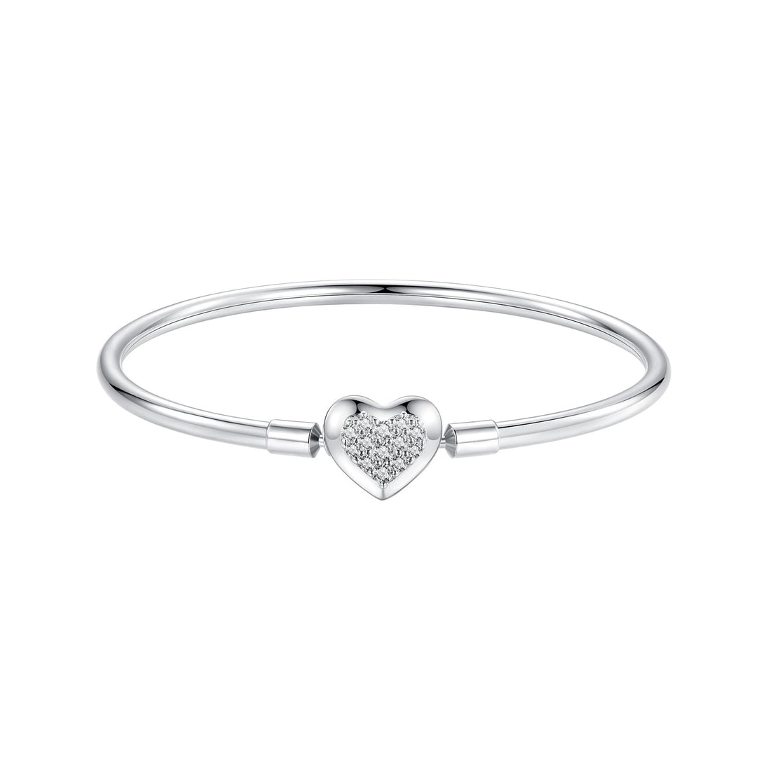 925 Sterling Silver White Gold Plated CZ Bracelet for Women - Size 17.0  DestGlow