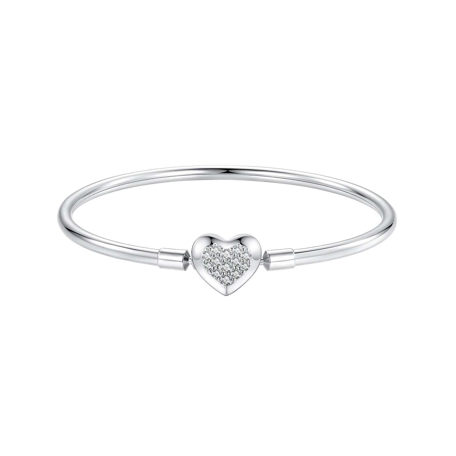 925 Sterling Silver White Gold Plated CZ Bracelet for Women - Size 17.0  DestGlow