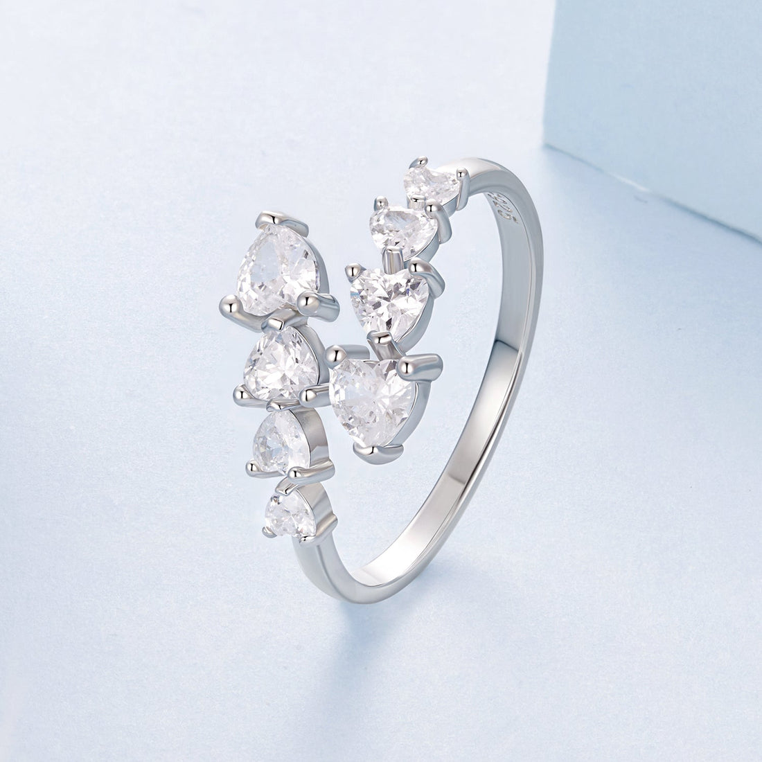 925 Sterling Silver White Gold Plated Pavé Setting Rings for Women  DestGlow