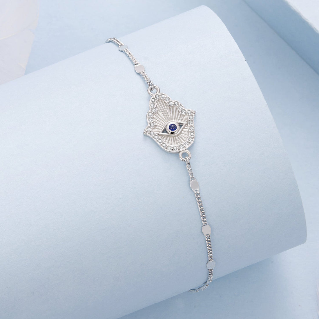 925 Sterling Silver + White Gold Plated 15cm Adjustable Bracelet with CZ and Synthetic Spinel for Women  DestGlow