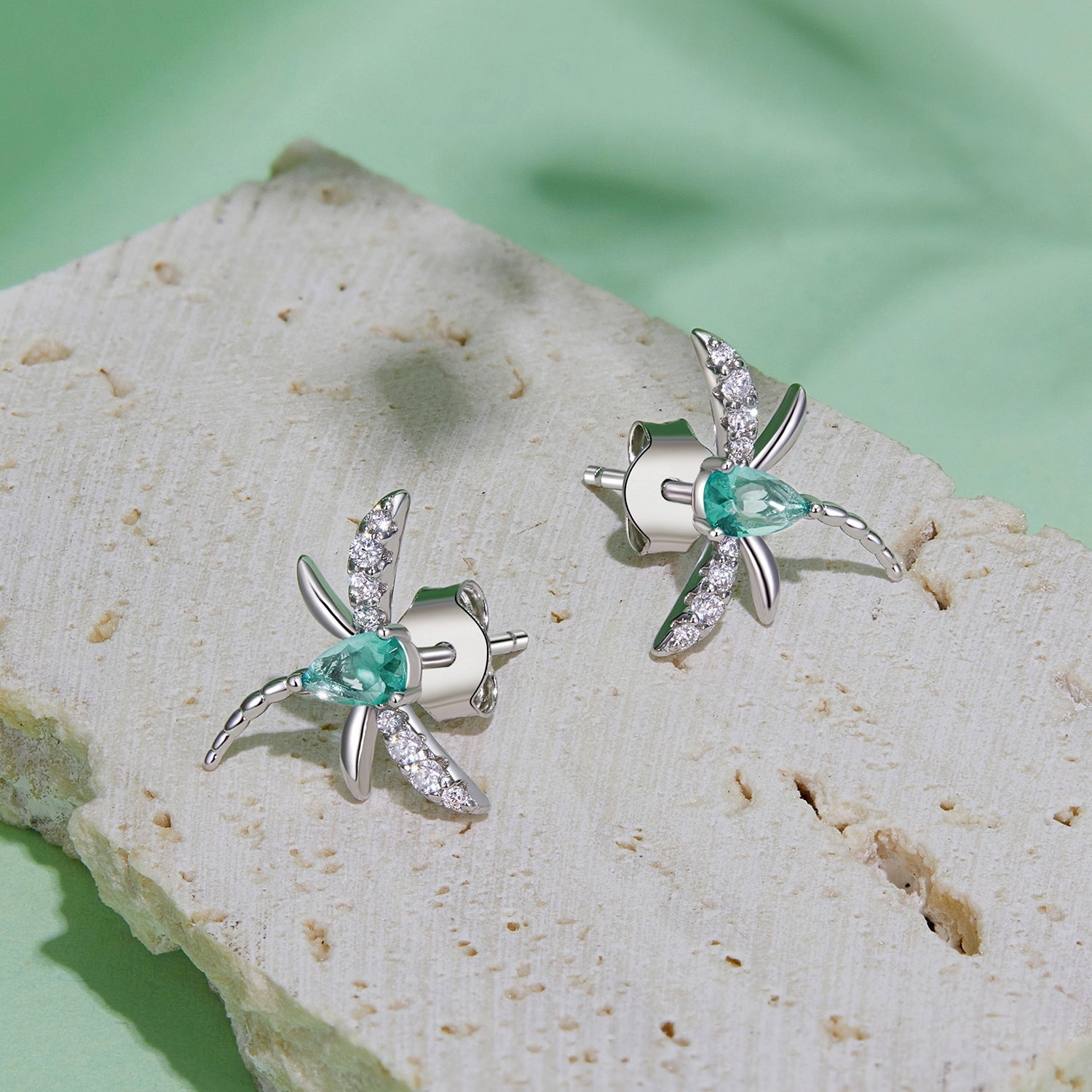925 Sterling Silver Earrings with CZ and Glass, 12x14mm, for Women  DestGlow
