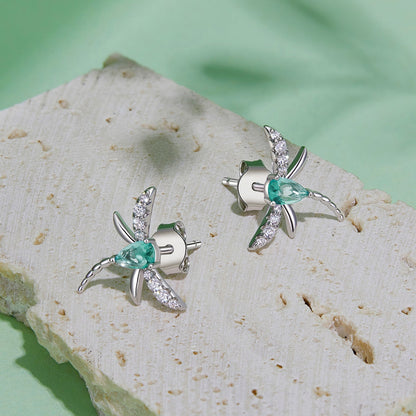 925 Sterling Silver Earrings with CZ and Glass, 12x14mm, for Women  DestGlow