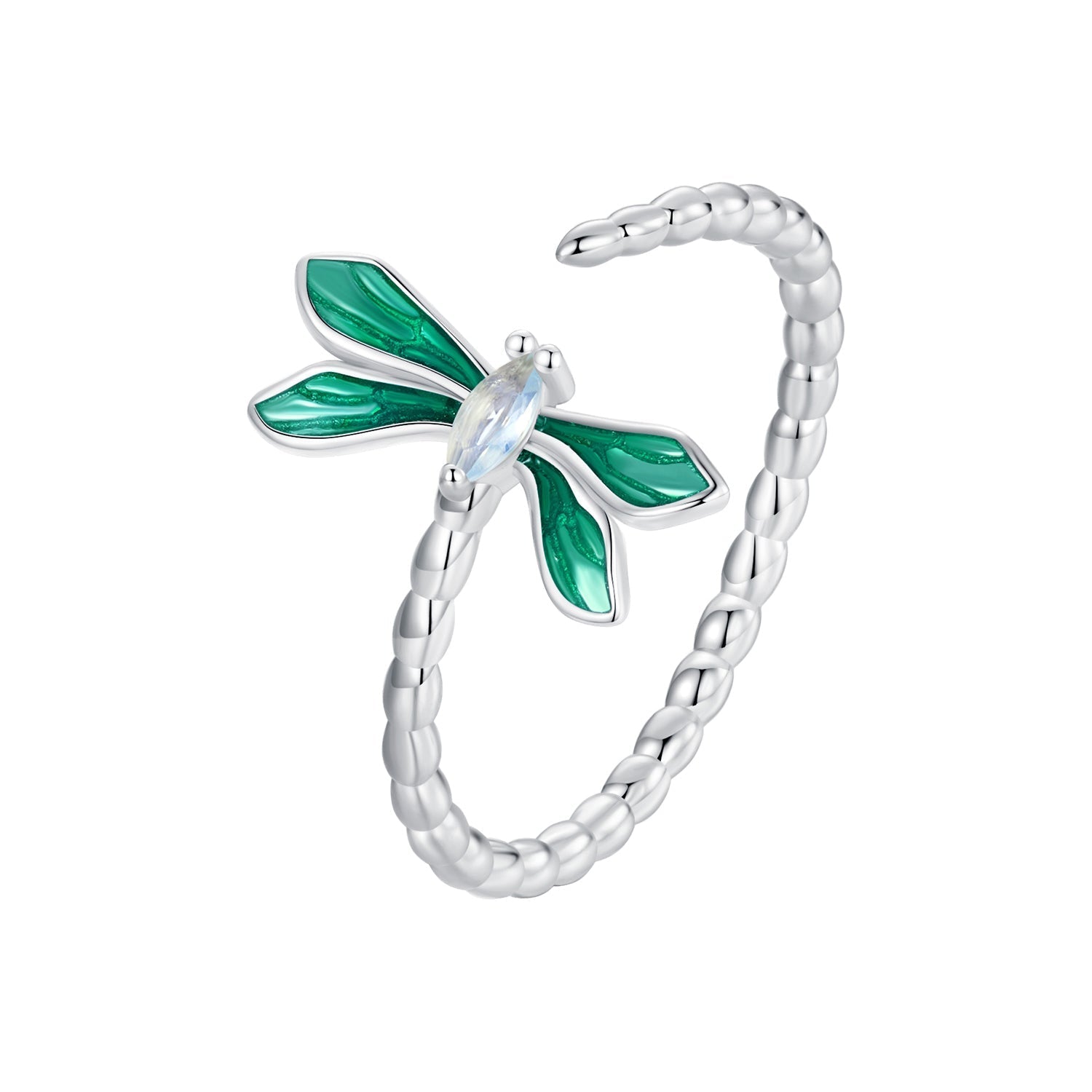 925 Sterling Silver White Gold Plated Opal Enamel Ring  DestGlow