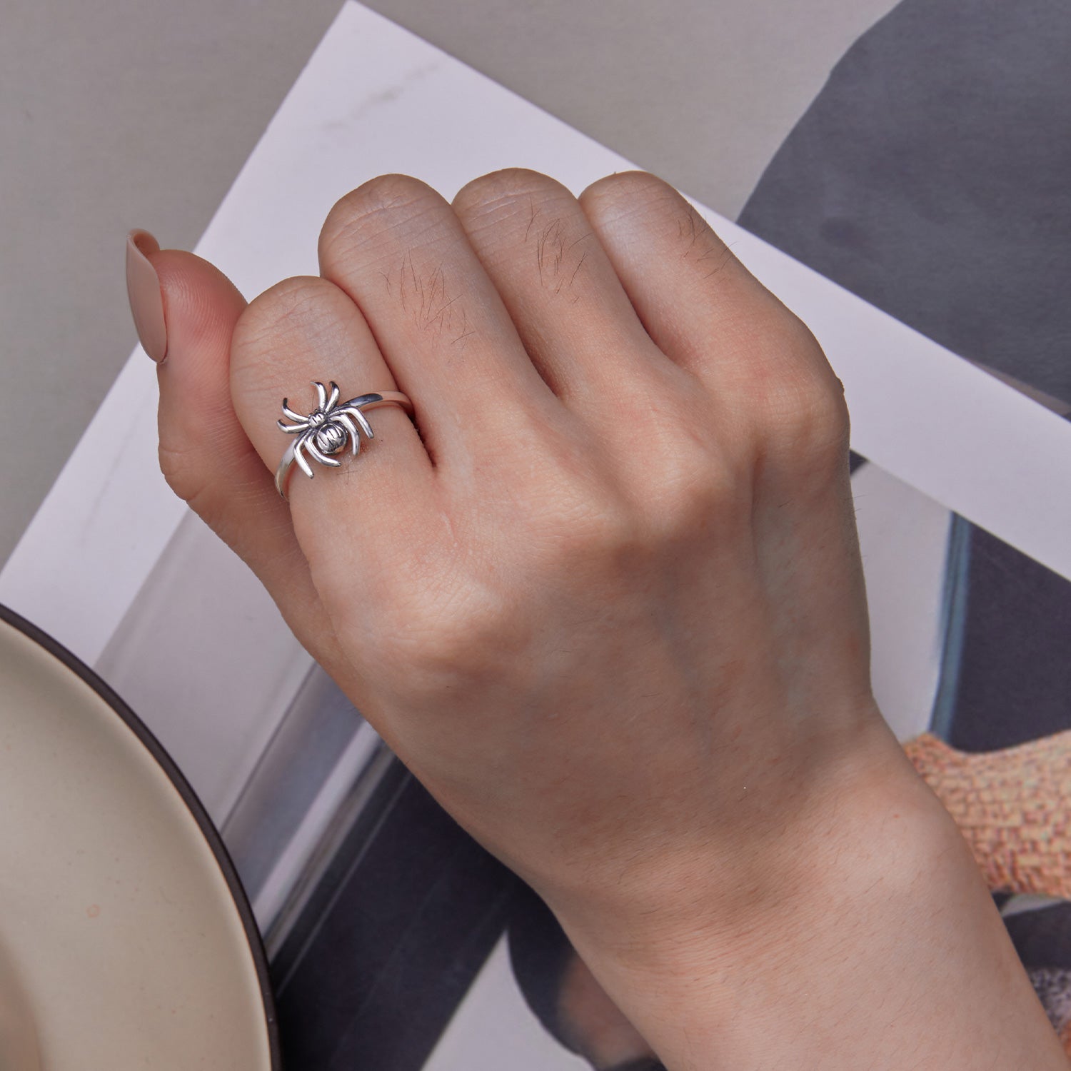 925 Sterling Silver Oxidized Spider Ring  DestGlow
