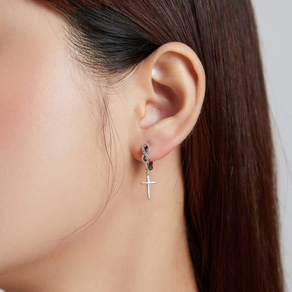 925 Sterling Silver Earrings with Pavé Setting CZ in Oxidized Finish  DestGlow