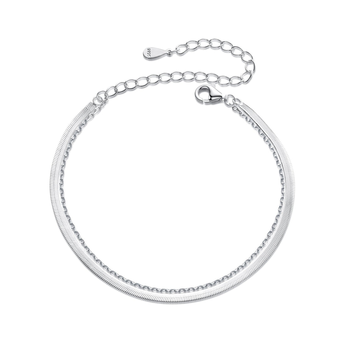 925 Sterling Silver 15+6cm White Gold Plated Bracelet for Women  DestGlow