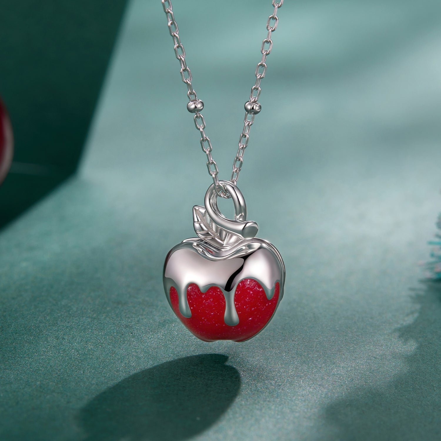 925 Sterling Silver White Gold Plated Enamel Necklace 40+5cm for Women  DestGlow