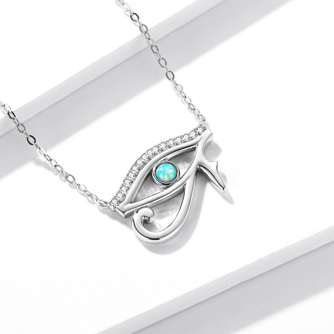 925 Sterling Silver Opal Necklace with CZ and Platinum Plating, Adjustable Length 45cm, Women’s Jewelry  DestGlow