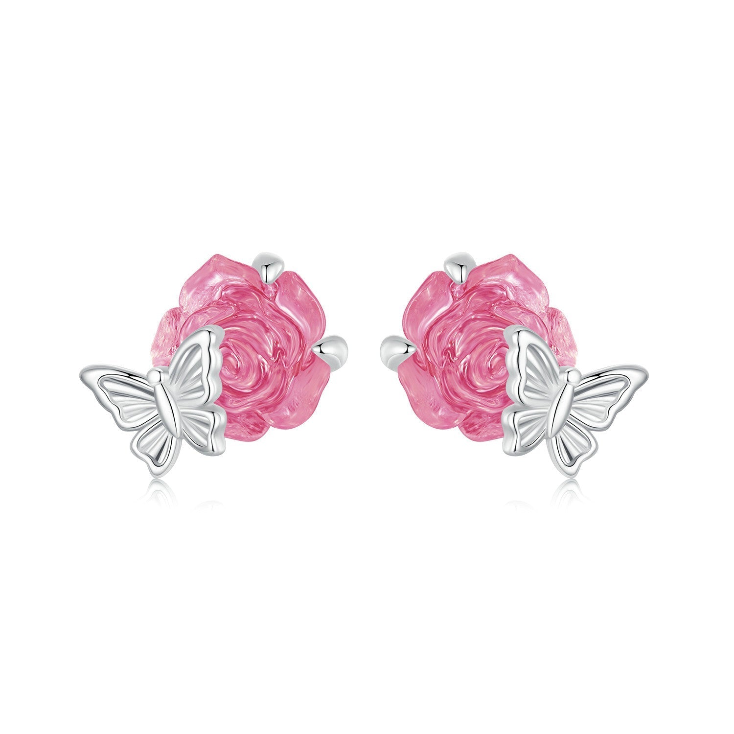 925 Sterling Silver White Gold Plated Resin Earrings 8x10mm for Women  DestGlow