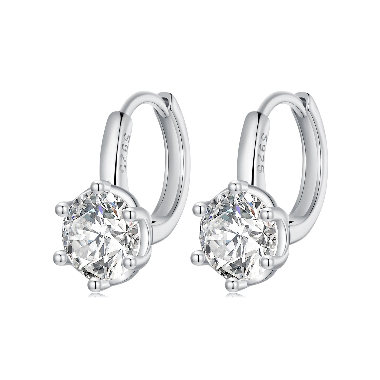 925 Sterling Silver Earrings with CZ and Platinum Plating, Size 13*7mm for Women  DestGlow
