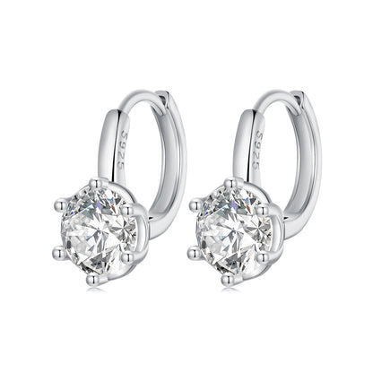 925 Sterling Silver Earrings with CZ and Platinum Plating, Size 13*7mm for Women  DestGlow