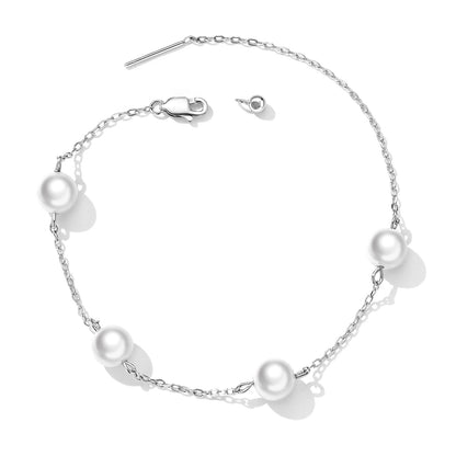 925 Sterling Silver Adjustable Pearl Bracelet for Women  DestGlow