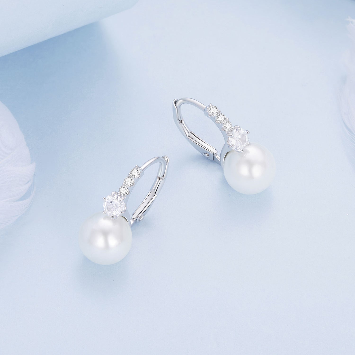 925 Sterling Silver Earrings with Quality Shell Pearl and CZ for Women  DestGlow