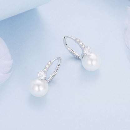 925 Sterling Silver Earrings with Quality Shell Pearl and CZ for Women  DestGlow