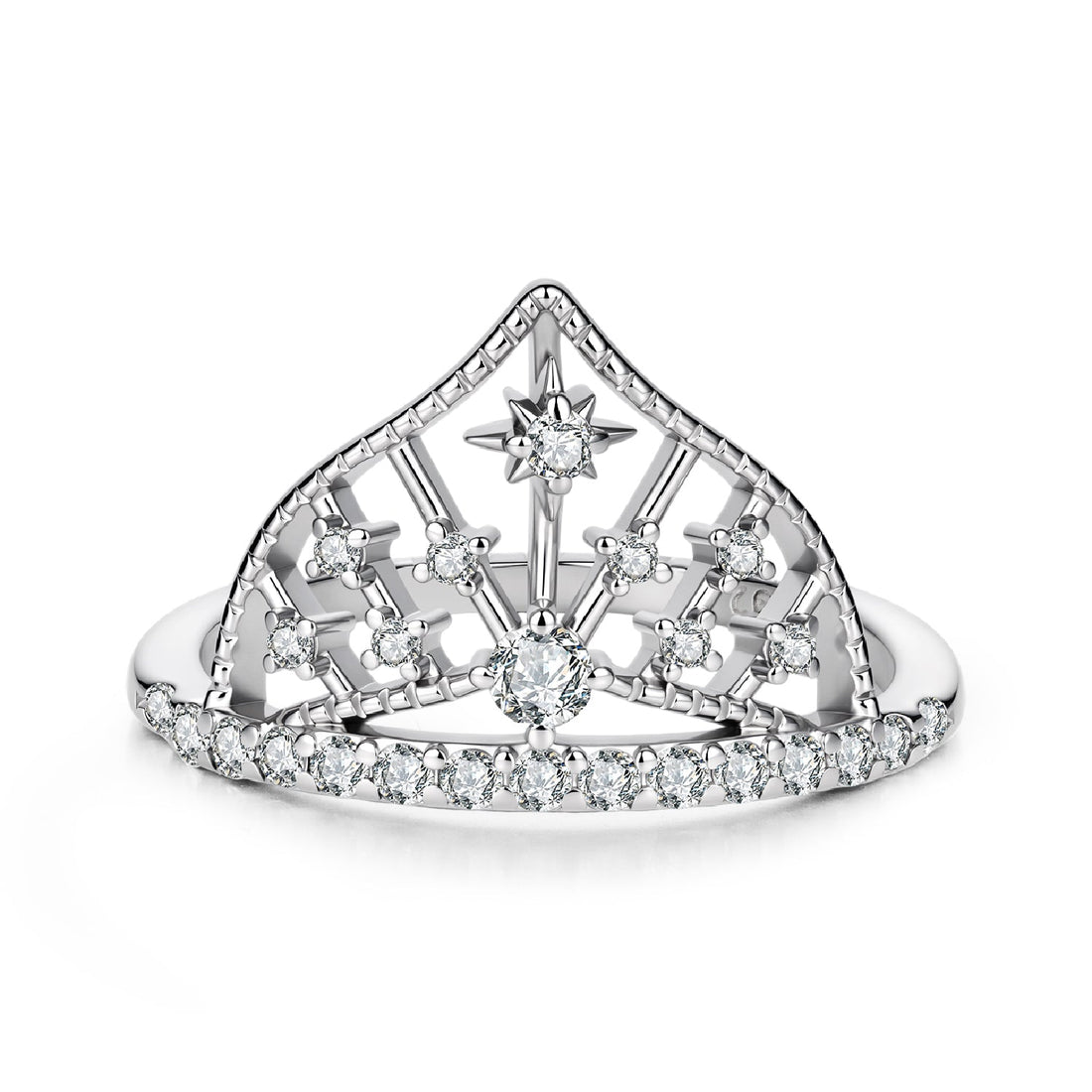 925 Sterling Silver White Gold Plated Ring with Pavé Setting CZ Size 6 for Women  DestGlow
