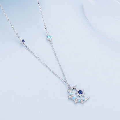 925 Sterling Silver Necklace with Pavé Setting CZ and Spinel Pendant