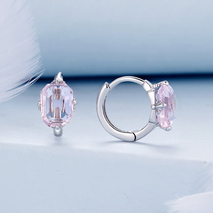 925 Sterling Silver Earrings with Transparent Glass, 12x7mm, for Women  DestGlow