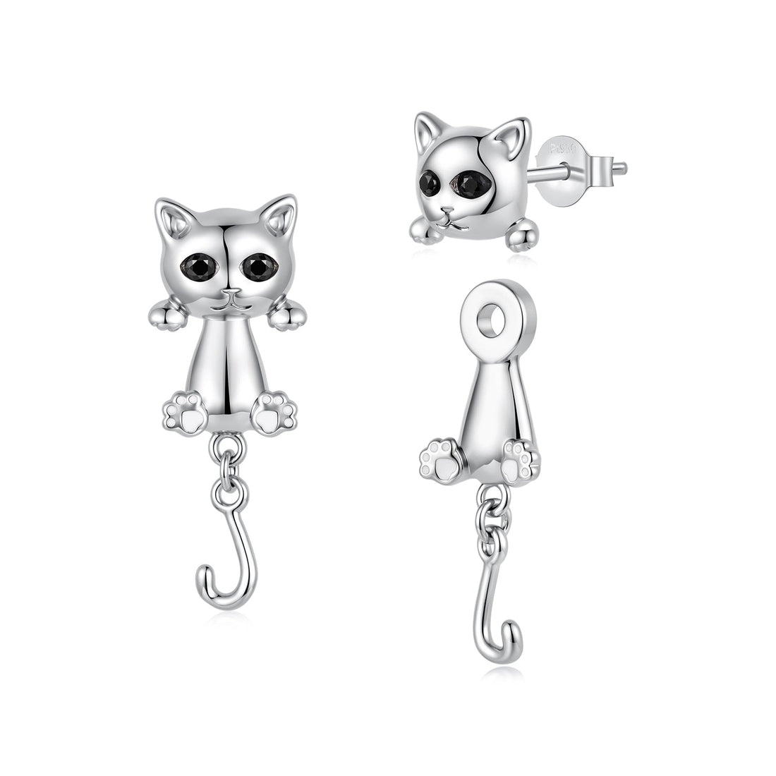 Brass &amp; S925 Silver Earrings | 2.8*1.1cm | White Gold Plated with Pavé Setting CZ for Women  DestGlow