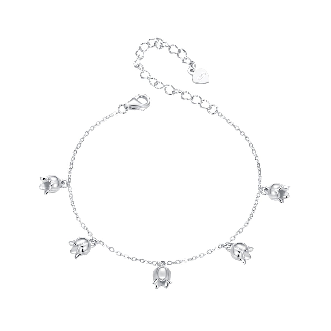925 Sterling Silver Plated White Gold 12x41mm Pendant Bracelet  DestGlow