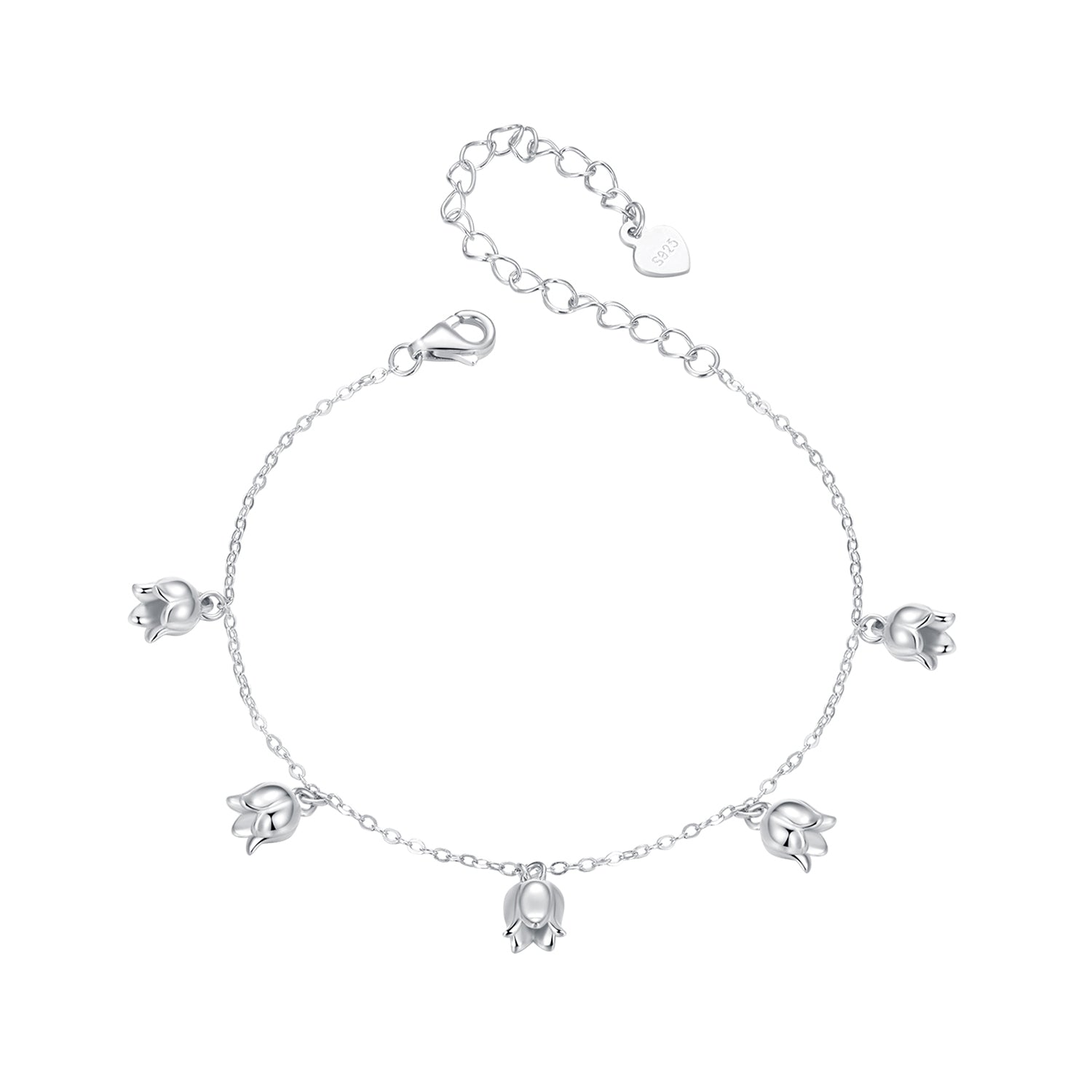 925 Sterling Silver Plated White Gold 12x41mm Pendant Bracelet  DestGlow