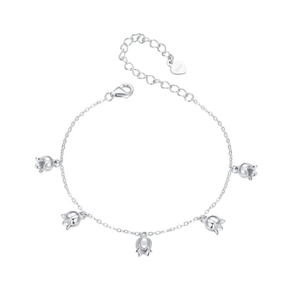 925 Sterling Silver Plated White Gold 12x41mm Pendant Bracelet  DestGlow