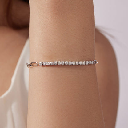 925 Sterling Silver + Moissanite White Gold 21cm Bracelet for Women  DestGlow