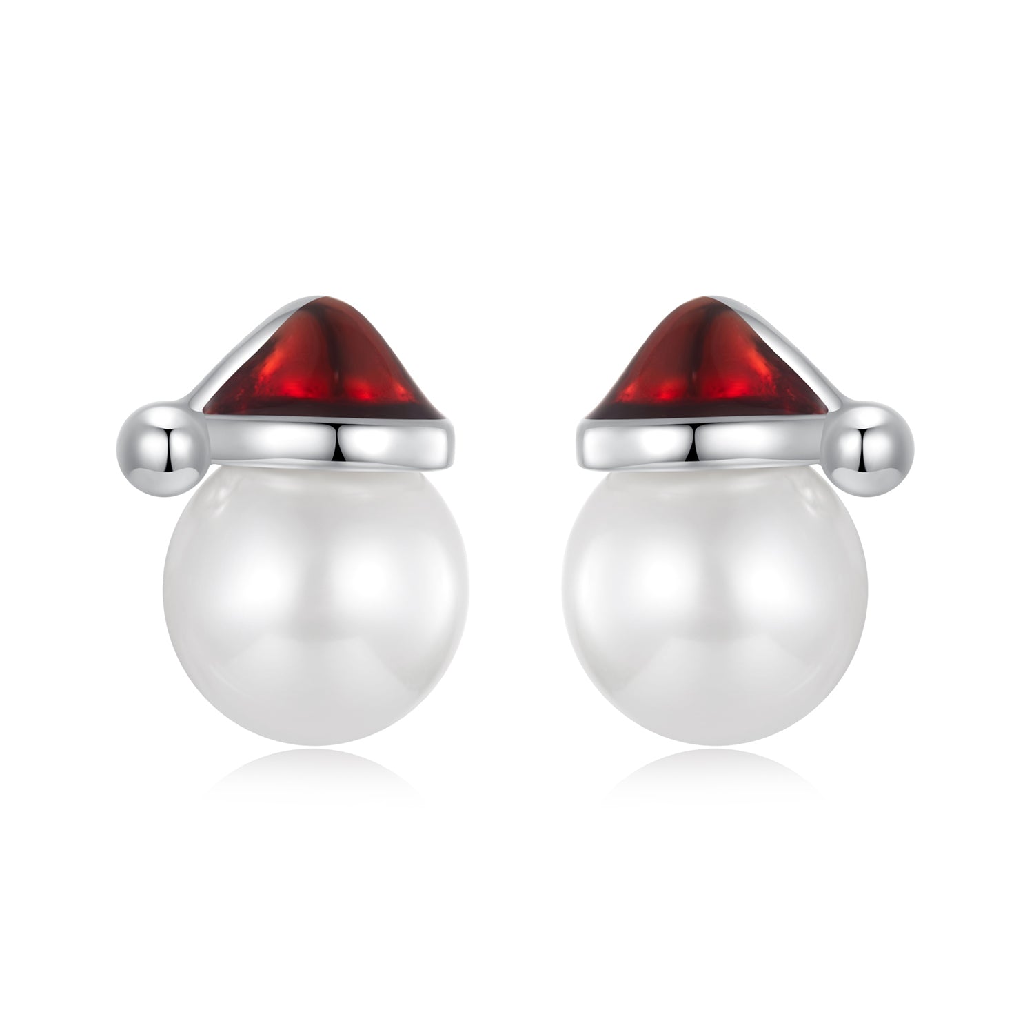 925 Sterling Silver White Gold Plated Enamel Earrings with Shell Pearl for Women  DestGlow