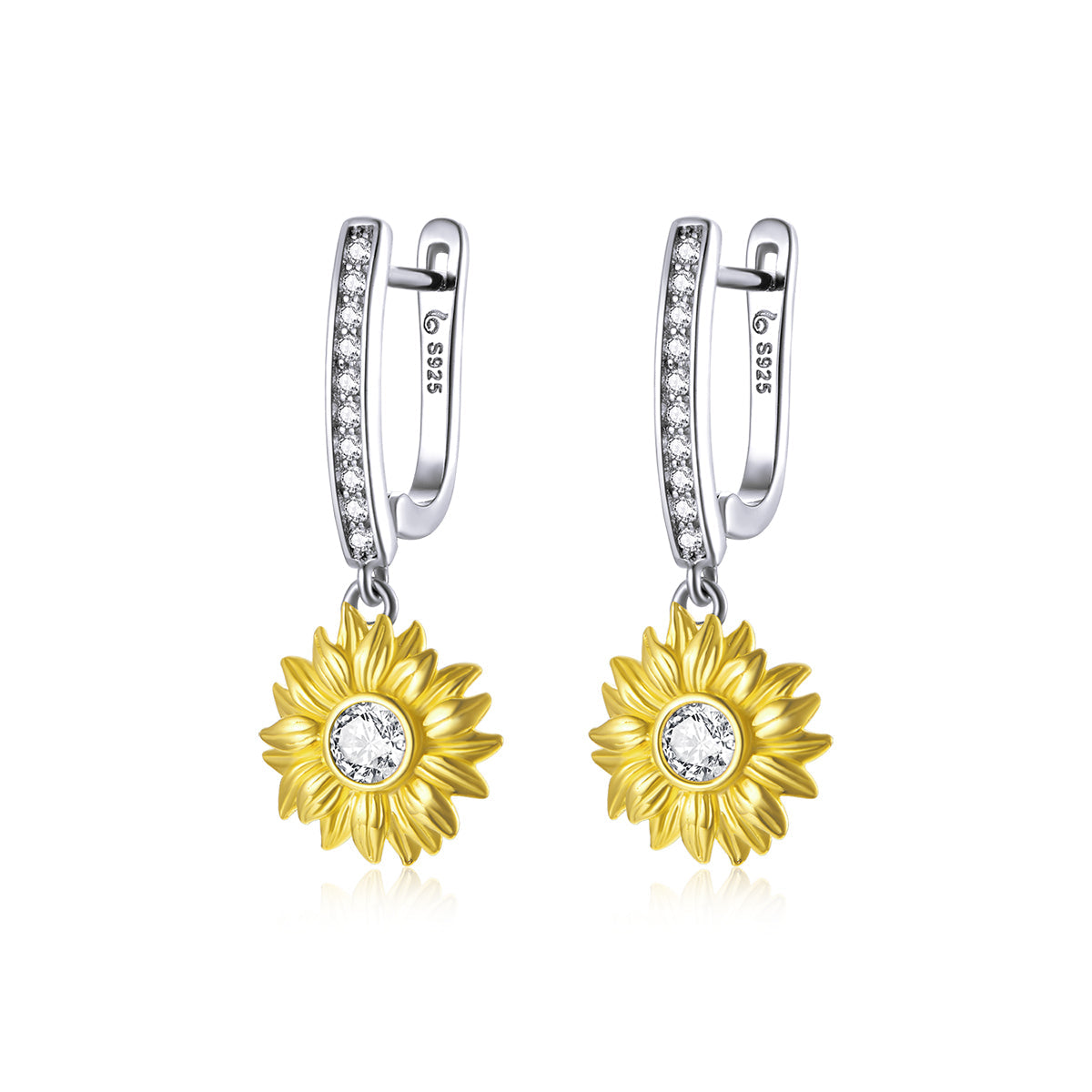 S925 Sterling Silver Plated Gold Pavé Setting CZ Earrings  DestGlow