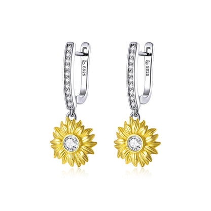 S925 Sterling Silver Plated Gold Pavé Setting CZ Earrings  DestGlow