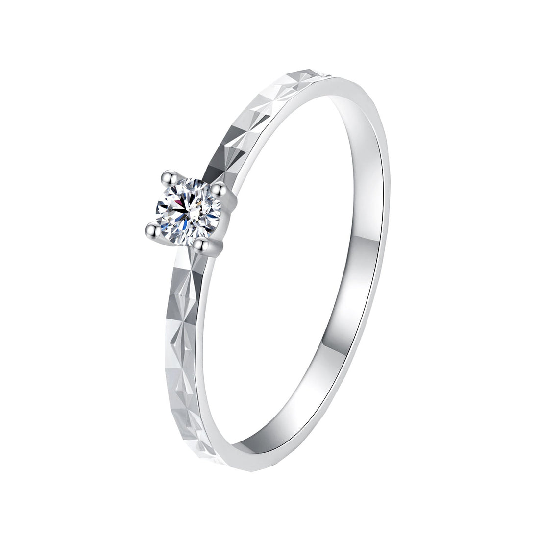 925 Sterling Silver Moissanite White Gold Plated Ring Size 6  DestGlow
