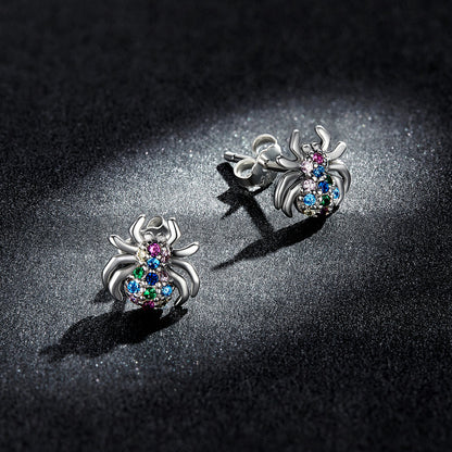 925 Sterling Silver Earrings with Pavé Setting CZ, Oxidized Silver, 0.7*0.8 cm for Women  DestGlow
