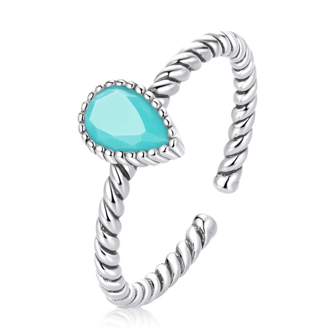 925 Silver 0.2cm Turquoise Ring for Women  DestGlow