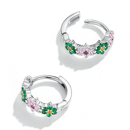 925 Sterling Silver Earrings with CZ in Pavé Setting - 1.3x0.4cm for Women  DestGlow